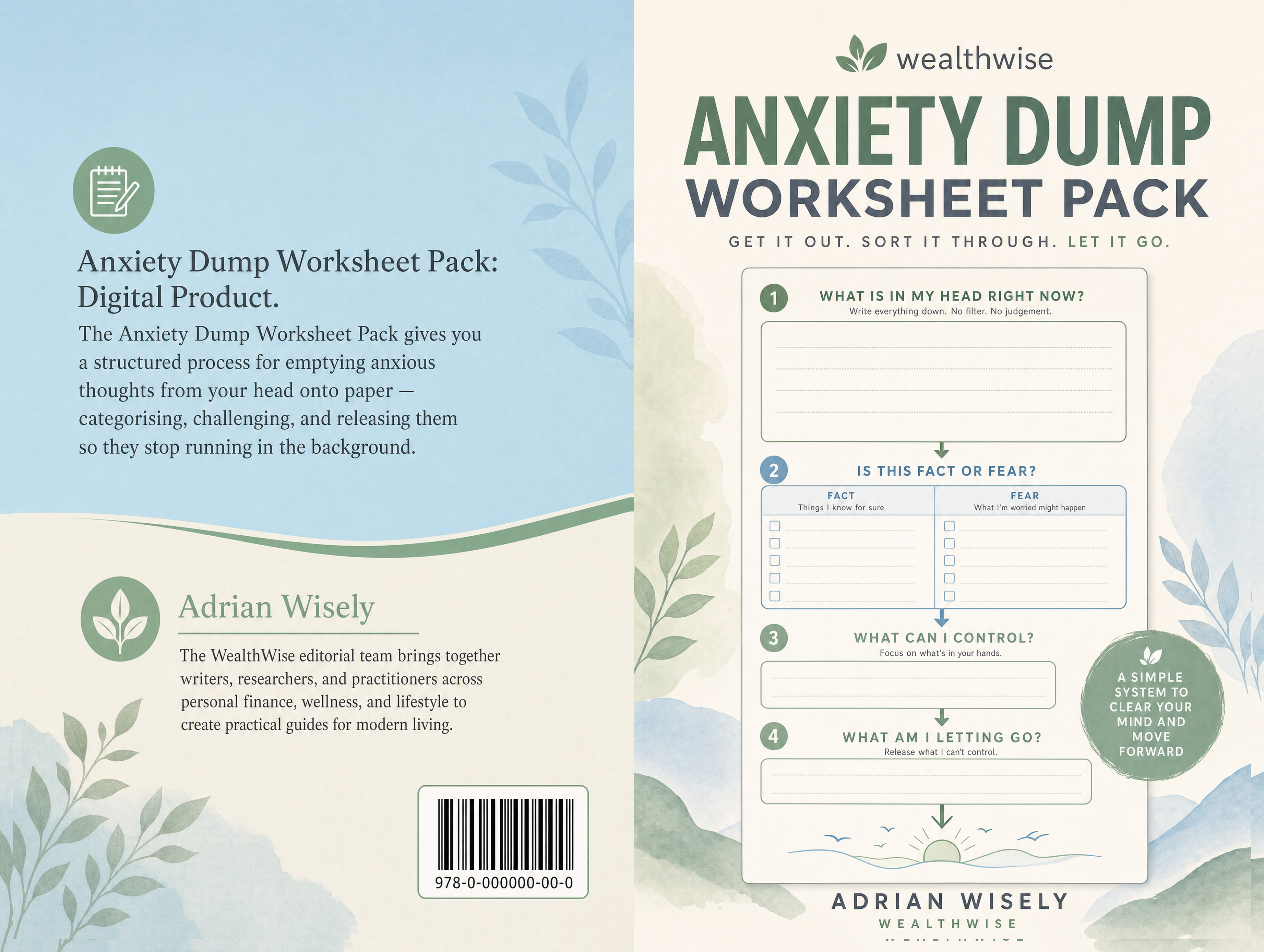 Anxiety Dump Worksheet Pack Full Wrap