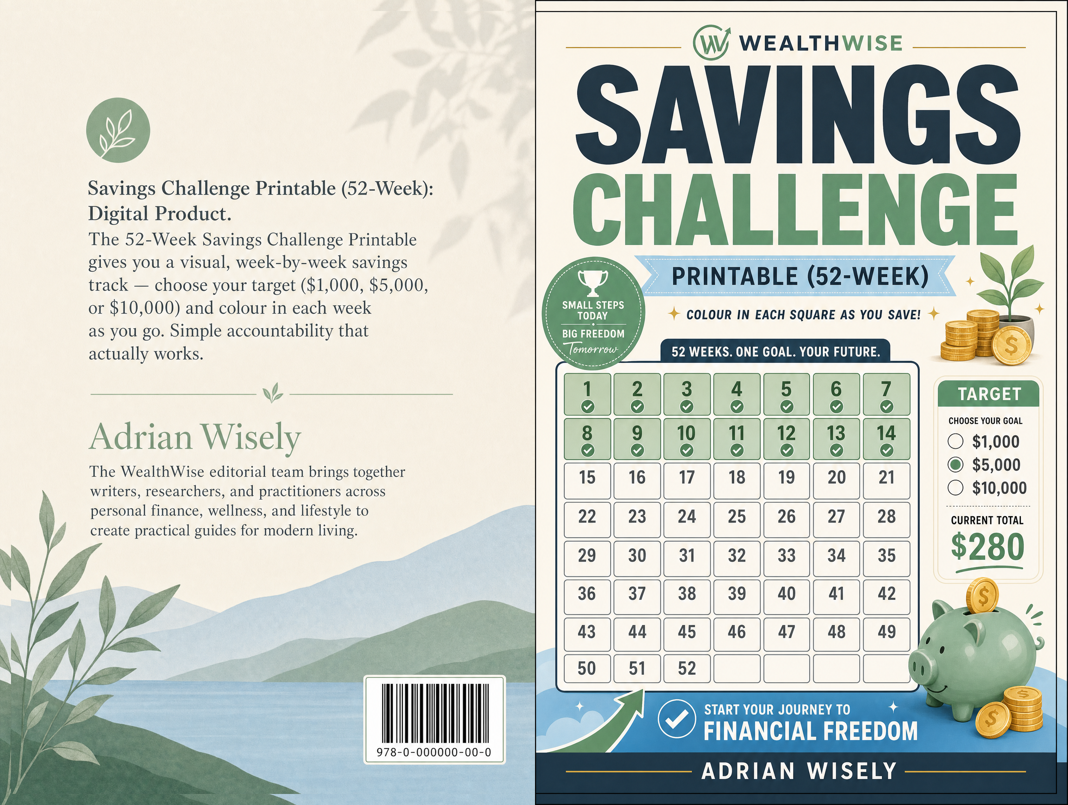 Savings Challenge Printable (52-Week) Full Wrap